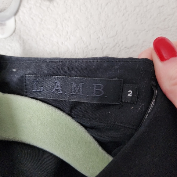 L.A.M.B GWEN STEFANI silk plaid button up shirt in red black size 2 - Picture 4 of 6